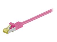 Goobay - Patch cable - RJ-45 (M) to RJ-45 (M) - 25 cm - SFTP, PiMF - CAT 7 - halogen-free, molded - magenta