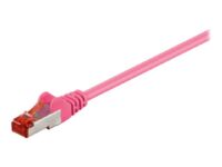 Goobay - Patch cable - RJ-45 (M) to RJ-45 (M) - 10 m - SFTP, PiMF - CAT 6 - halogen-free, molded - magenta
