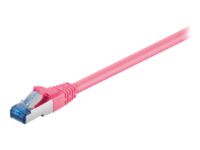 Goobay - Patch cable - RJ-45 (M) to RJ-45 (M) - 50 cm - SFTP, PiMF - CAT 6a - halogen-free, molded - magenta