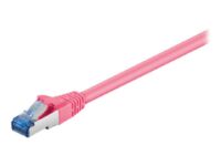 Goobay - Patch cable - RJ-45 (M) to RJ-45 (M) - 1 m - SFTP, PiMF - CAT 6a - halogen-free, molded, snagless - magenta