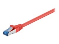Goobay - Patch cable - RJ-45 (M) to RJ-45 (M) - 10 m - SFTP, PiMF - CAT 6a - halogen-free, molded - red